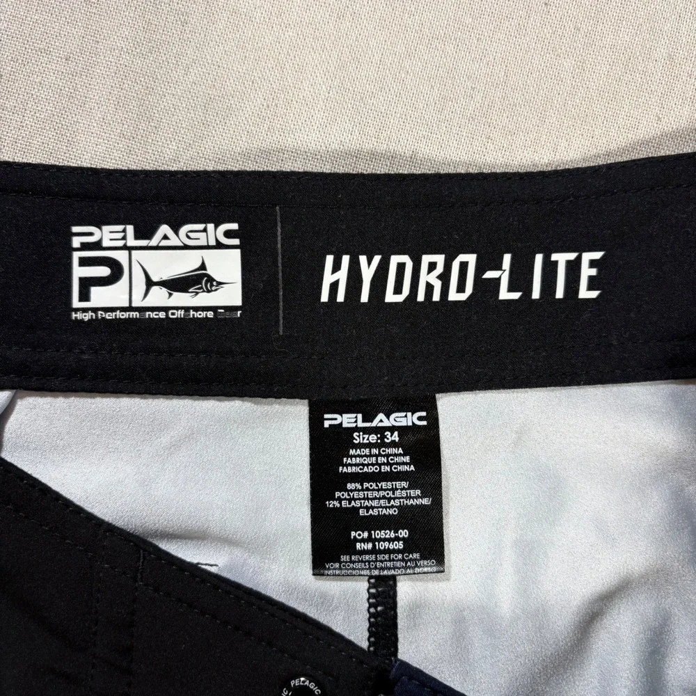 Pelagic Hydro-Lite Blue Fish Scale Board Shorts Mens 34 Fishing Trunks Stretch